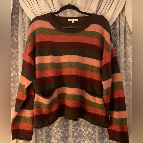 Madewell Sweaters - Madewell Chelsea Multi-Stripe Pocket Sweater